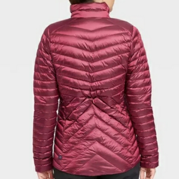 Women's Burgundy L Puffer Jacket - Picture 4 of 6